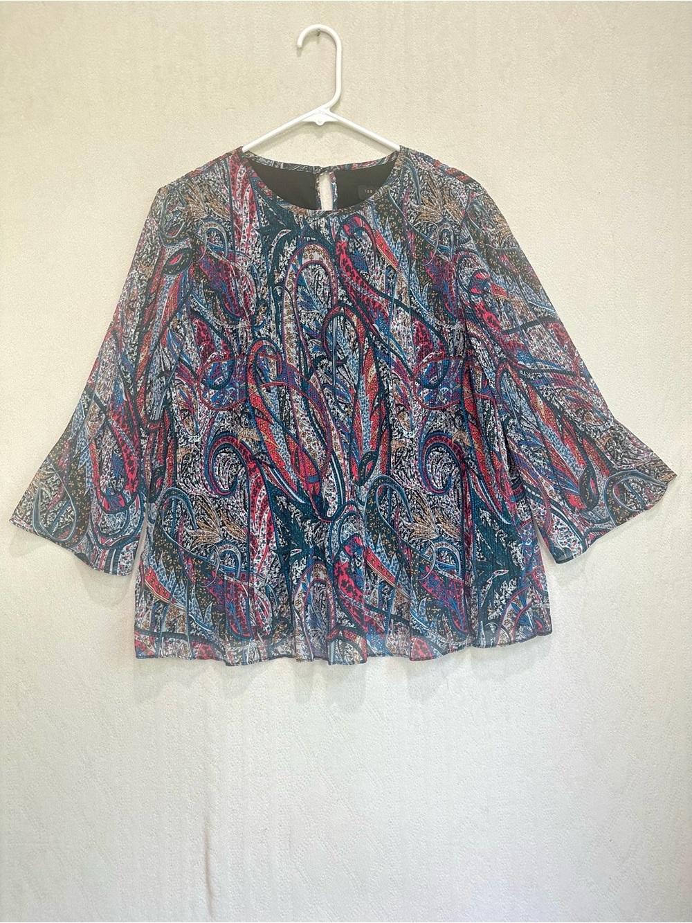 Ted Baker London Women's Beaatha Pleated Lined Paisley Print Top Sz 6/8 - Picture 2 of 15